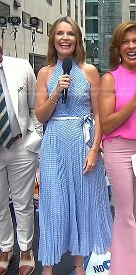 Savannah’s blue polka dot halter neck dress on Today