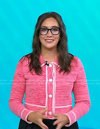 Savannah’s pink contrast trim cardigan on Today