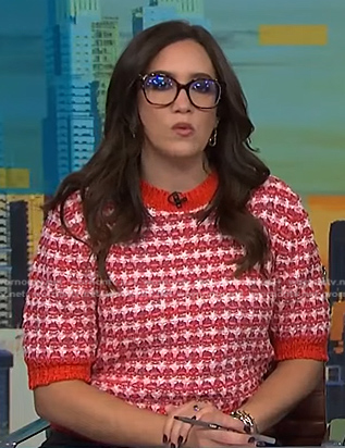 Savannah’s red short sleeve knit sweater on NBC News Daily