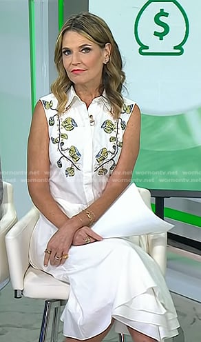 Savannah’s white embroidered shirtdress on Today