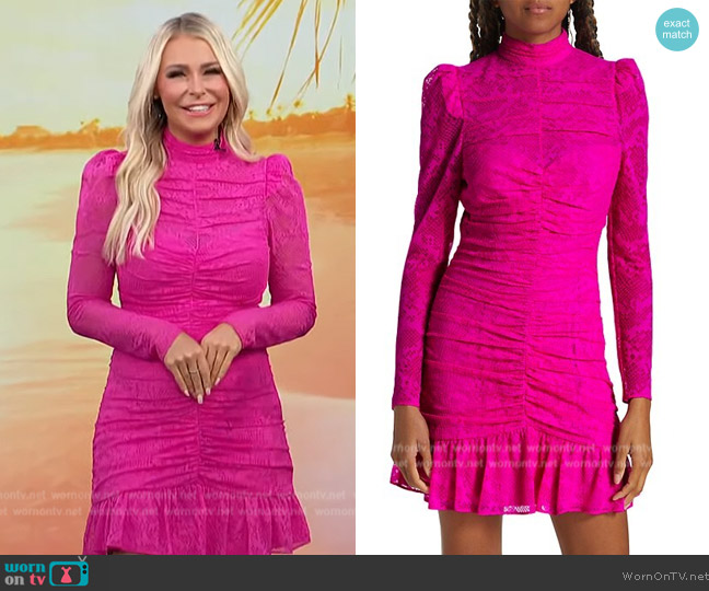 Saylor Marcey Snakeskin Lace Minidress worn by Sadie Murray on Access Hollywood