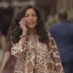 Seema’s animal print jacquard coat on And Just Like That