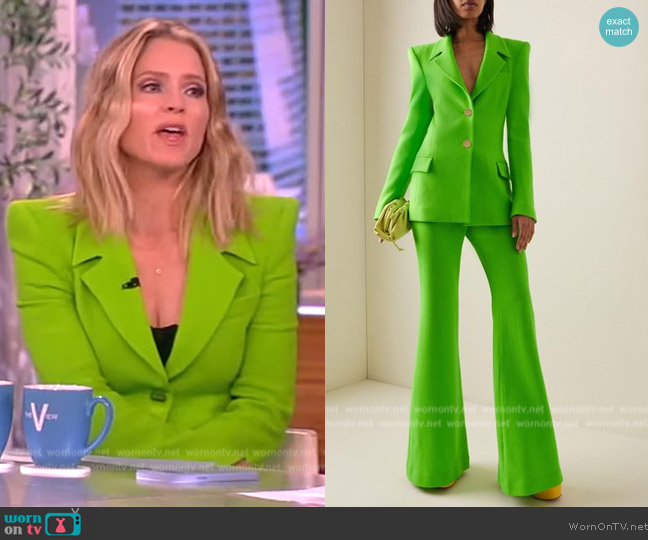 Sergio Hudson Belted Single-Breasted Blazer Jacket worn by Sara Haines on The View