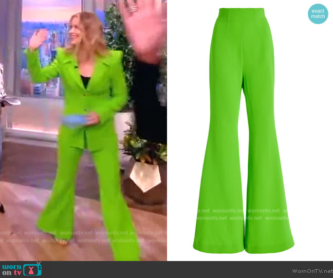 Sergio Hudson High-Waisted Wool Crepe Flare Pants worn by Sara Haines on The View