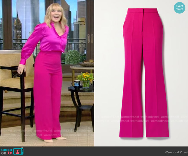 Sergio Hudson Wool-crepe flared pants worn by Kim Cattrall on Live with Kelly and Mark