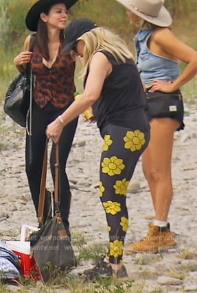 Shannon’s black floral print leggings on The Real Housewives of Orange County