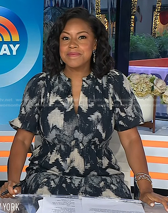Sheinelle’s black abstract print dress on Today
