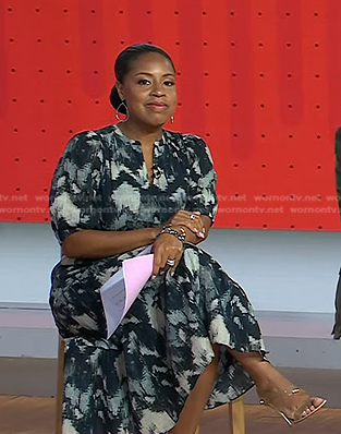 Sheinelle’s black abstract print dress on Today