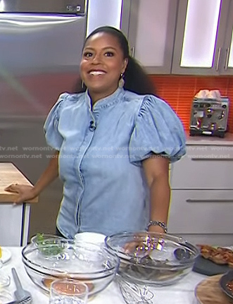 Sheinelle’s puff sleeve denim top on Today