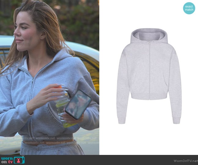 Skims Cotton Fleece Zip Up Hoodie worn by Khloe Kardashian (Khloe Kardashian) on The Kardashians