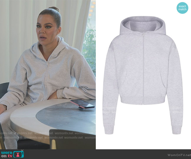 Skims Cotton Fleece Zip Up Hoodie worn by Khloe Kardashian (Khloe Kardashian) on The Kardashians