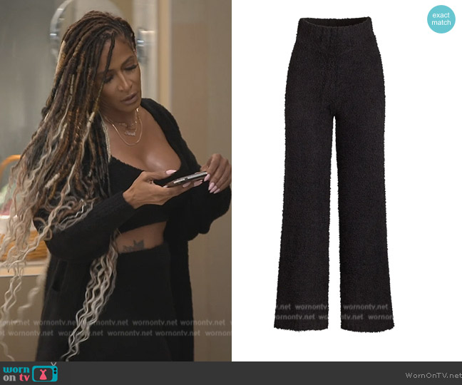 Skims Cozy Knit bouclé pants worn by Sheree Whitefield on The Real Housewives of Atlanta