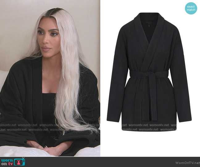 Skims Fleece Wrap Jacket worn by Kim Kardashian (Kim Kardashian) on The Kardashians