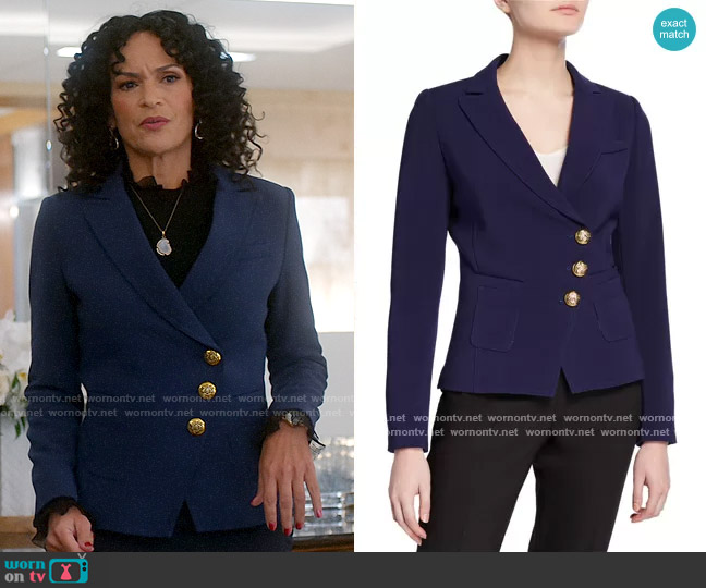 Smythe Asymmetrical Wrap Blazer worn by Francey (Rosa Arredondo) on So Help Me Todd