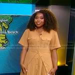 Somara Theodore’s beige pleated dress on Good Morning America