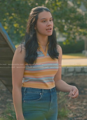Sophie’s yellow striped sleeveless polo on Sweet Magnolias