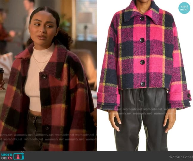 Stand Studio Alexia Brushed Check Jacket worn by Kiela (Daniella Perkins) on Grown-ish