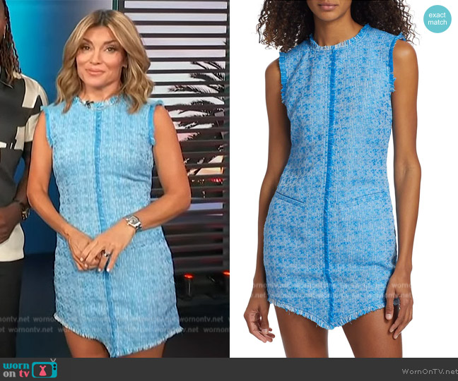 Staud Sleeveless Tweed Mini Dress worn by Kit Hoover on Access Hollywood