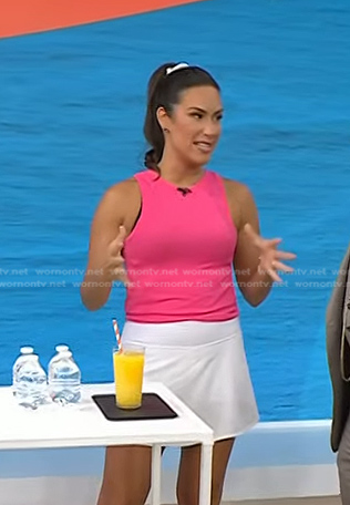 Stephanie Mansour’s pink tank top and white mini skirt on Today