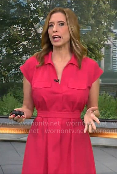 Stephanie Abrams’s pink shirtdress on CBS Mornings