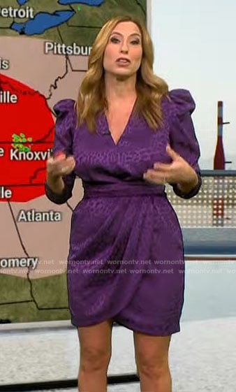 Stephanie Abrams’s purple leopard dress on CBS Mornings