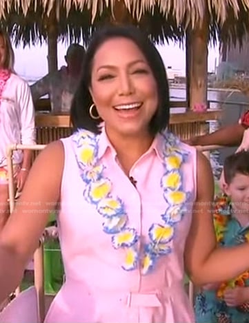 Stephanie’s pink belted sleeveless shirtdress on Good Morning America