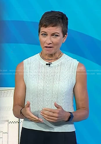 Stephanie’s mint cable knit vest on Today