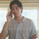 Steve’s light blue striped polo shirt on The Summer I Turned Pretty