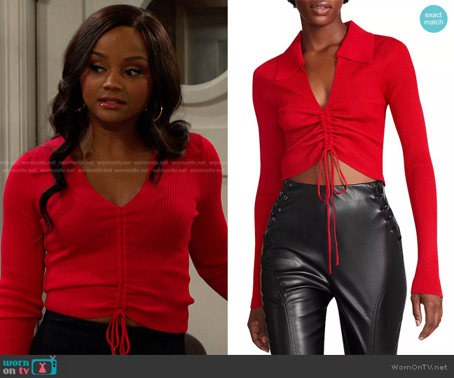 Steve Madden Maggie Sweater worn by Chanel Dupree (Raven Bowens) on Days of our Lives