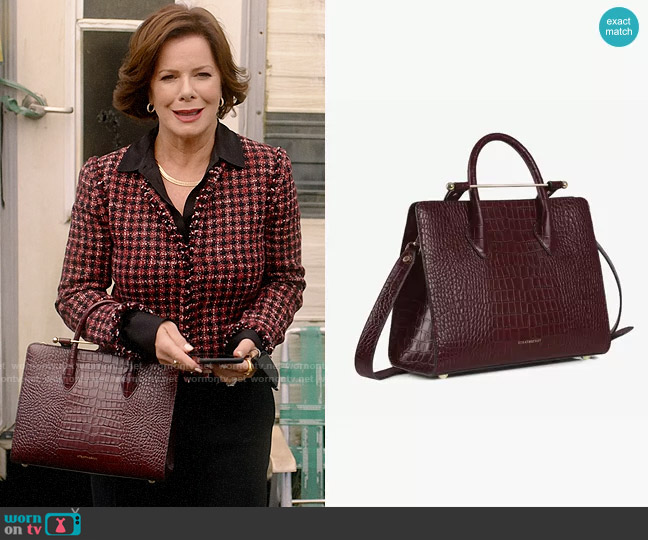 Strathberry The Strathberry Midi Tote in Croc-Embossed Leather Burgundy worn by Margaret Wright (Marcia Gay Harden) on So Help Me Todd
