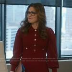 Susan’s red knit dress with buttons on So Help Me Todd