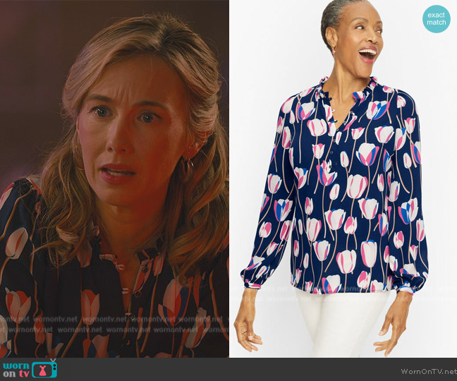 Talbots Ruffle Trim Popover worn by (Wynn Everett) on Sweet Magnolias