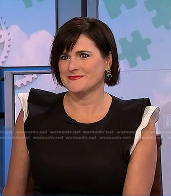 Tanya Dalton’s black ruffle sleeve dress on NBC News Daily
