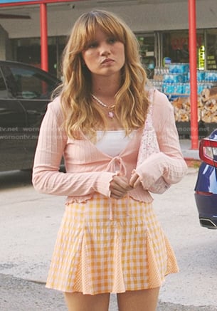 Taylor’s orange gingham check mini skirt on The Summer I Turned Pretty