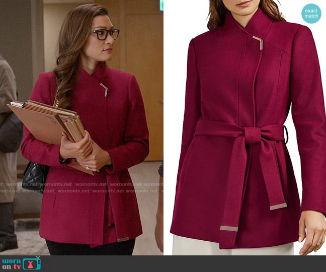 Ted Baker Drytaa Coat in Deep Pink worn by Susan (Inga Schlingmann) on So Help Me Todd