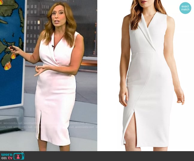 Ted Baker Tilolah Dress in Ivory worn by Stephanie Abrams on CBS Mornings