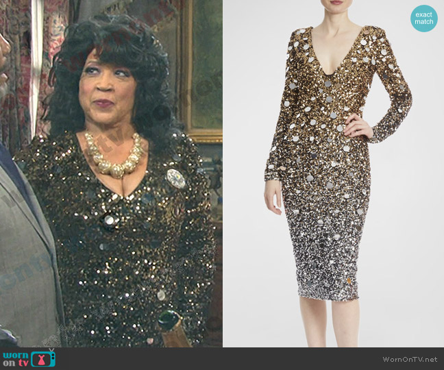 Badgley Mischka Collection Ombre Sequin Sheath Dress worn by (Jackée Harr) on Days of our Lives