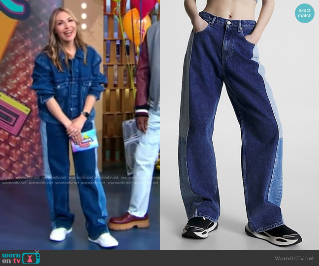 Tommy Hilfiger Baggy Fit Three Tone Jeans worn by Lori Bergamotto on Good Morning America
