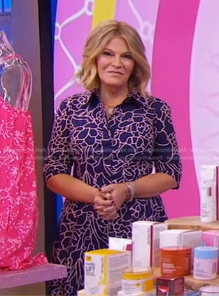 Tory’s navy floral print shirtdress on Good Morning America