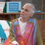 Tracy’s rainbow striped swim cover up on General Hospital