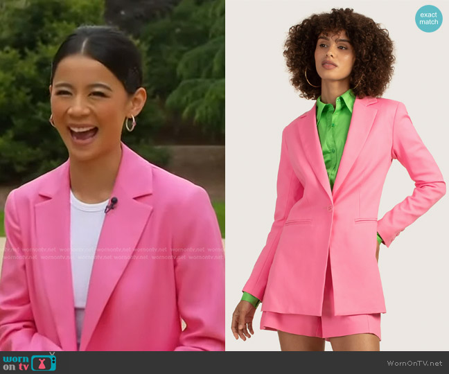 Trina Turk Sunview Blazer worn by Leah Lewis on Access Hollywood