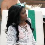 Trina’s white crochet swim coverup on General Hospital