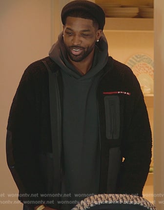 Tristan’s black sherpa jacket on The Kardashians