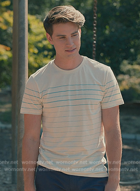 Ty’s white striped tee on Sweet Magnolias