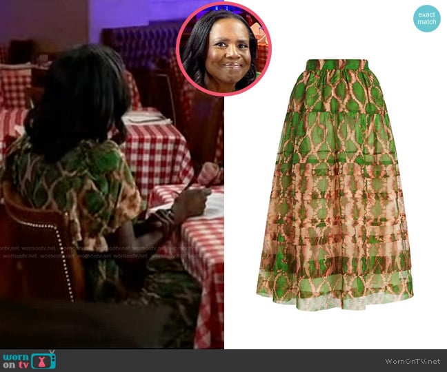 Ulla Johnson Dimitra Printed Maxi Skirt worn by Deborah Roberts on Good Morning America
