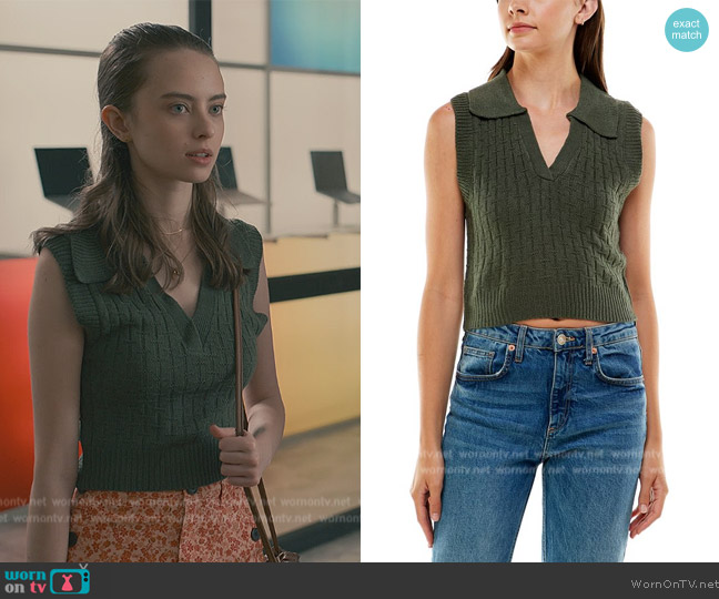 Ultra Flirt Juniors Textured Polo-Collar V-neck Sweater Vest worn by (Simone Lockhart) on Sweet Magnolias