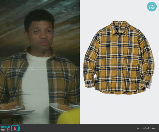Uniqlo Flannel Checked Long-Sleeve Shirt worn by Ned (Tunji Kasim) on Nancy Drew
