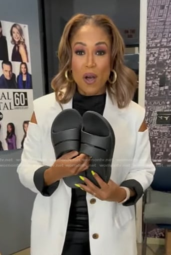 Val Warner’s white cutout shoulder blazer on Good Morning America