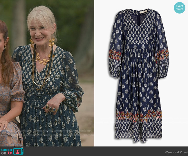 Vanessa Bruno Gathered printed seersucker midi dress worn by (Caroline Lagerfelt) on Sweet Magnolias