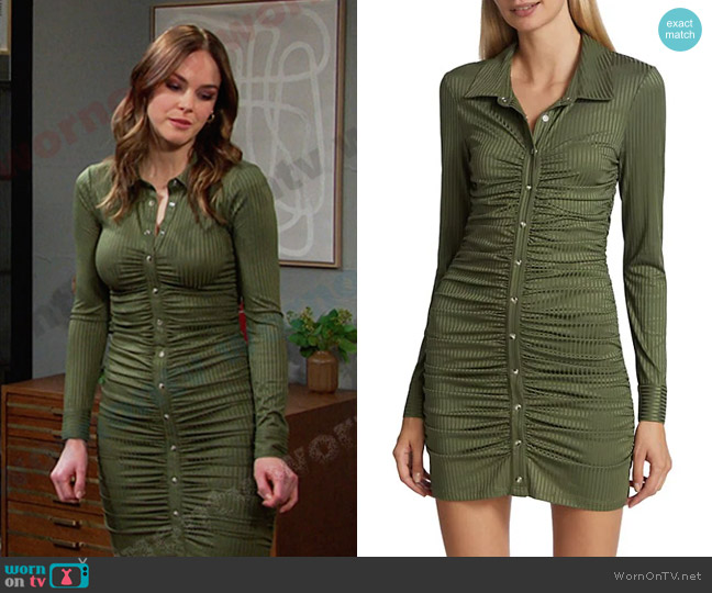 Veronica Beard Davila Henley Minidress worn by Stephanie Johnson (Abigail Klein) on Days of our Lives